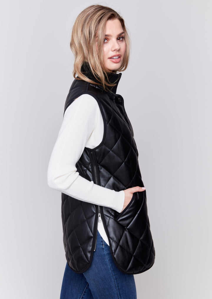 Charlie B - Quilted Faux Leather Vest