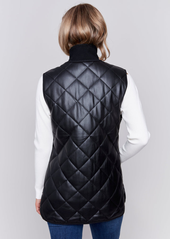 Charlie B - Quilted Faux Leather Vest