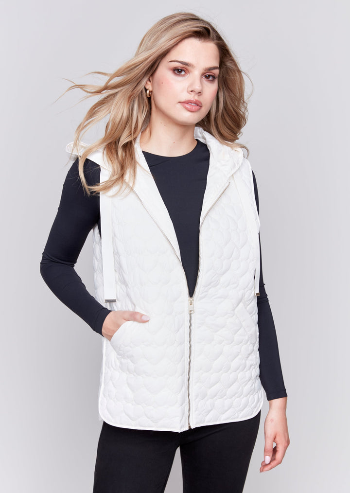 Charlie B - Short Quilt Vest With Hood