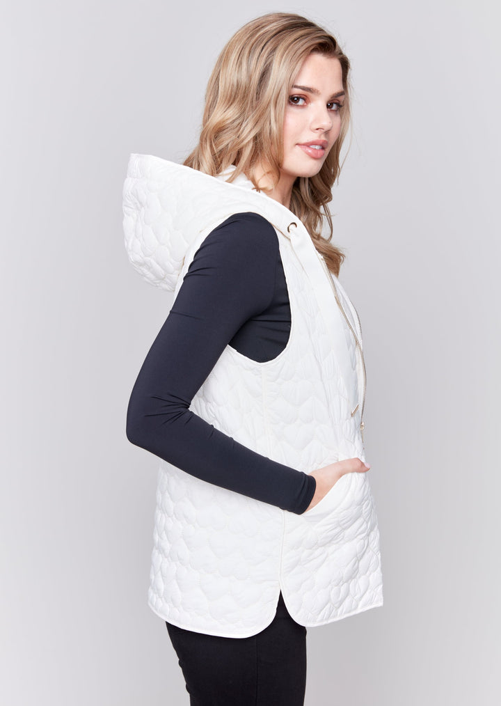 Charlie B - Short Quilt Vest With Hood