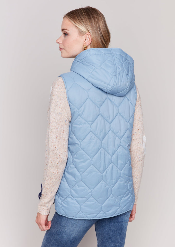 Charlie B - Short Quilt Vest With Hood