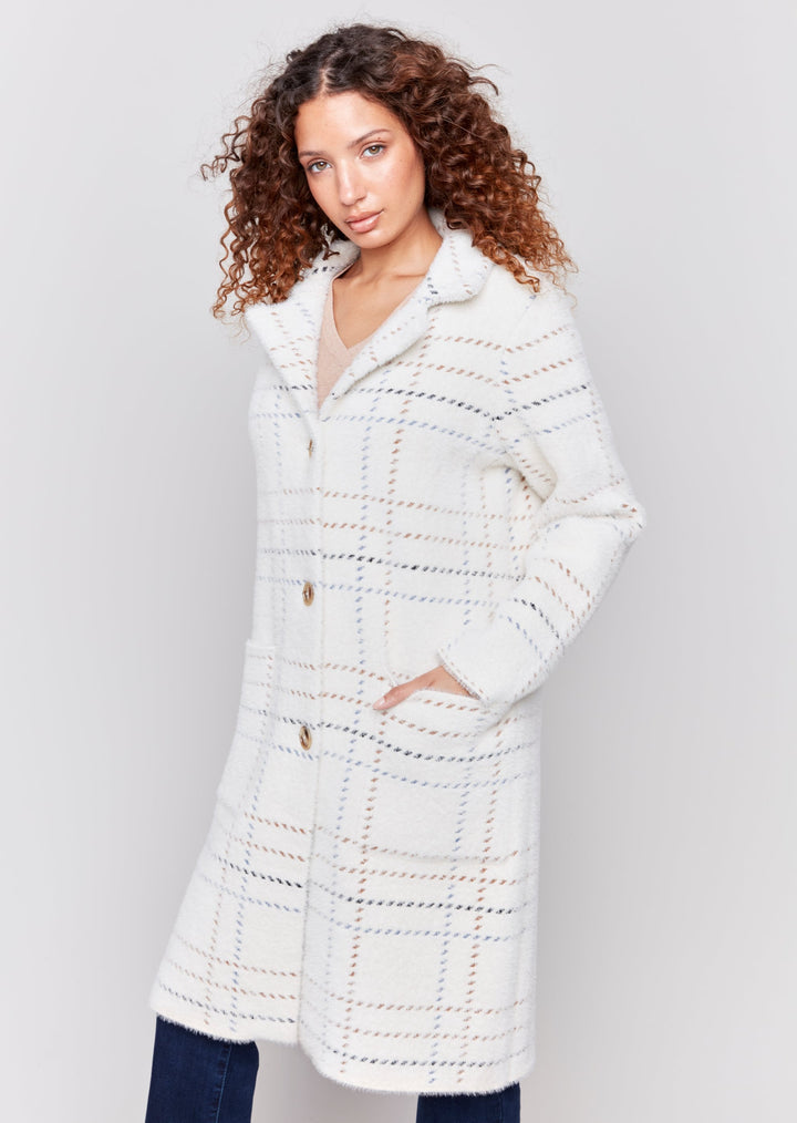 Charlie B - Plaid Knit Coatigan