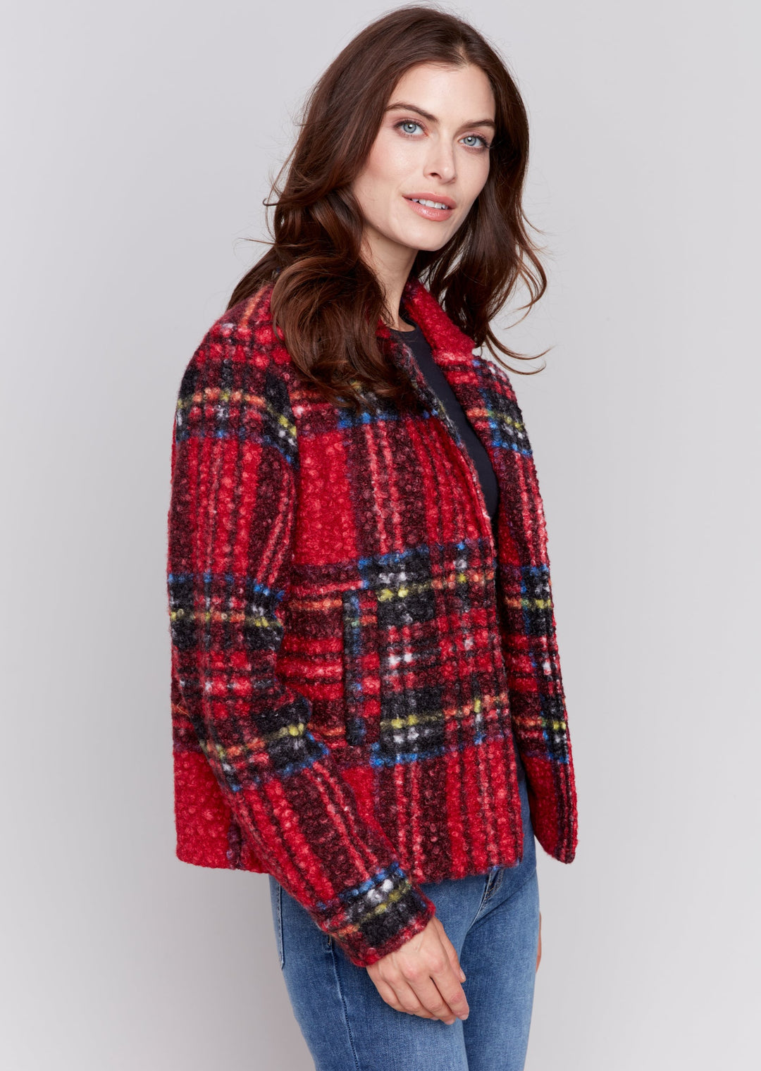 Charlie B - Plaid Short Boucle Jacket