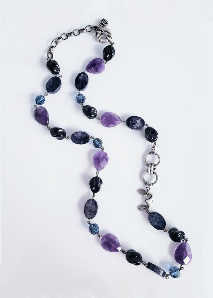 Myka - Convertible 2-In-1 Violet Beaded Necklace & Bracelet