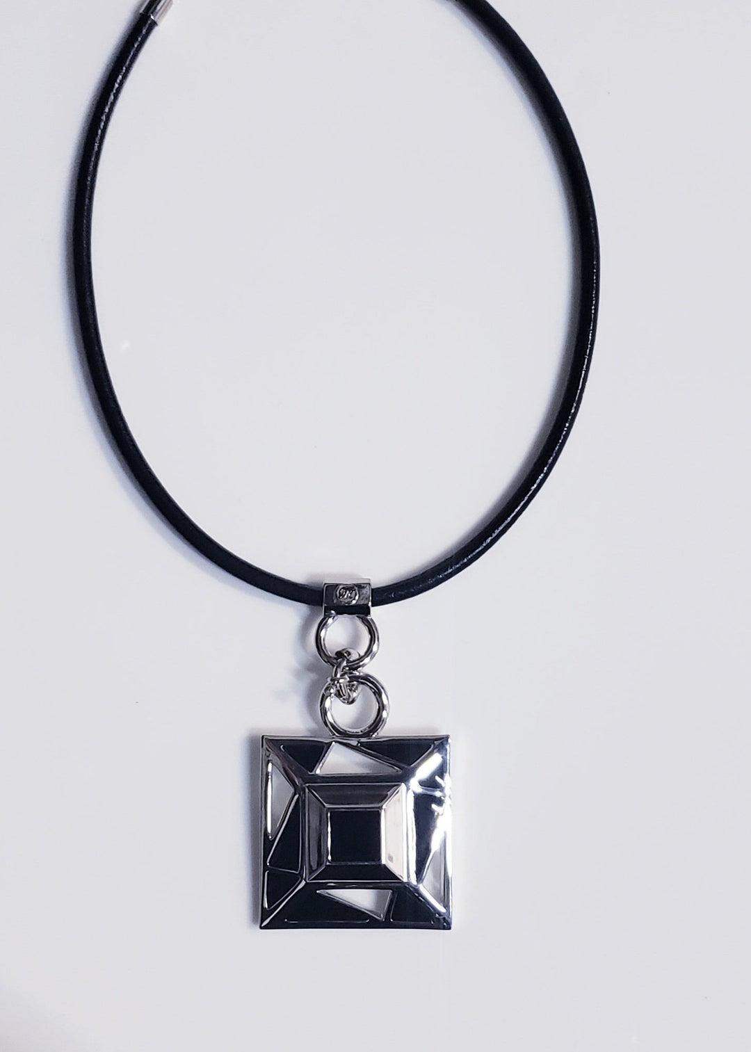 Myka - Graphic Cutout Square Leather Necklace