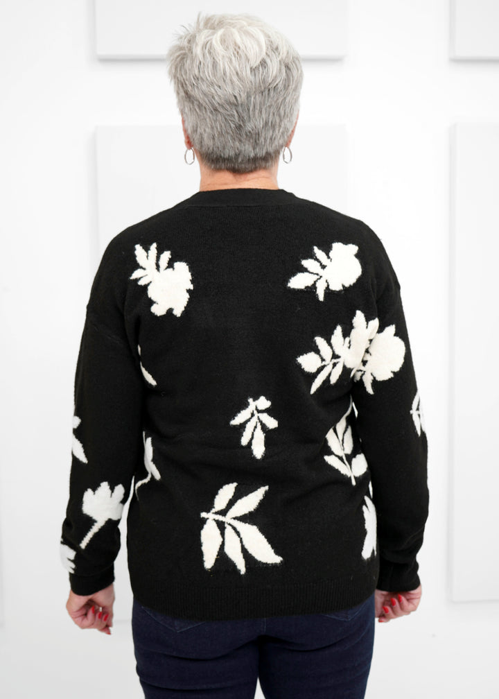 Carre Noir - Leaf Print Cardigan