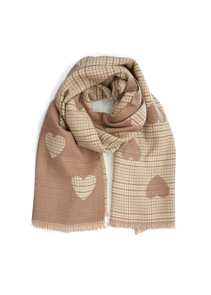 Difirenze - Reversible Plaid Hearts Scarf