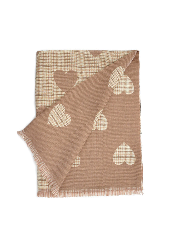 Difirenze - Reversible Plaid Hearts Scarf