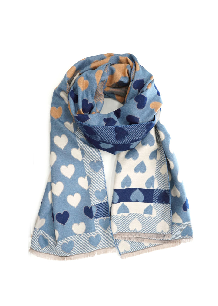 Tom & Eva - Reversible Stripe Hearts Scarf