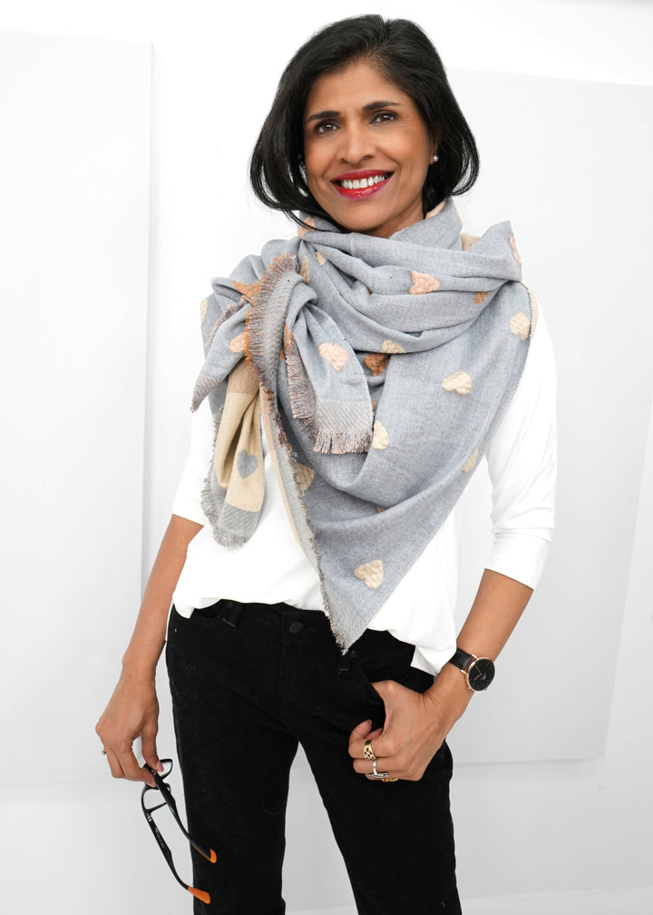 Tom & Eva - Reversible Quilted Hearts Scarf