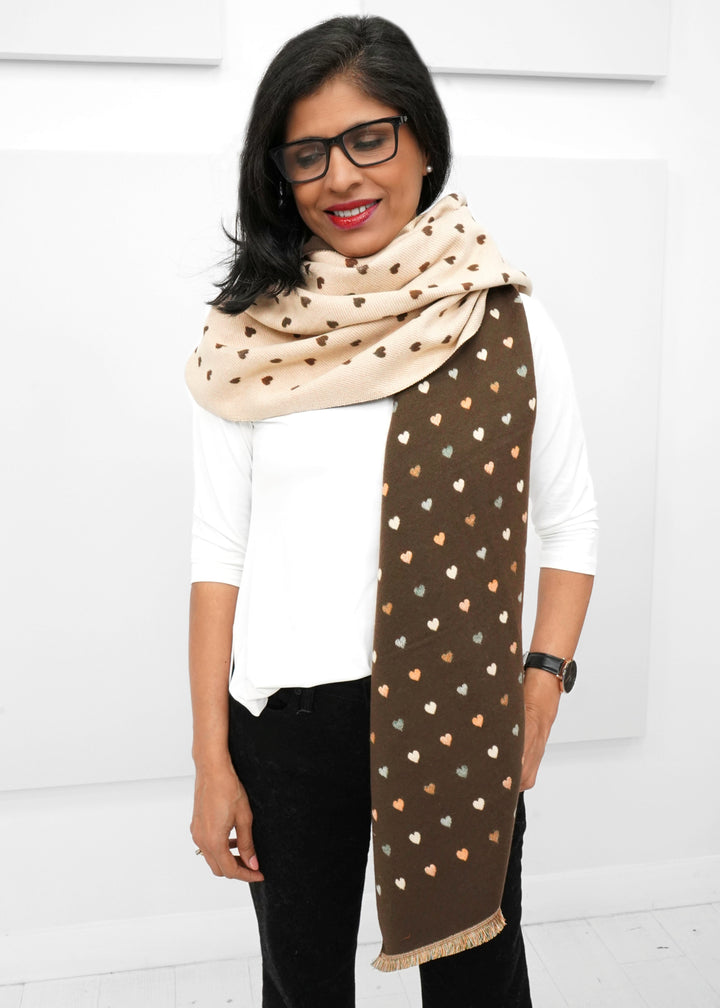 Tom & Eva - Reversible Tiny Hearts Scarf