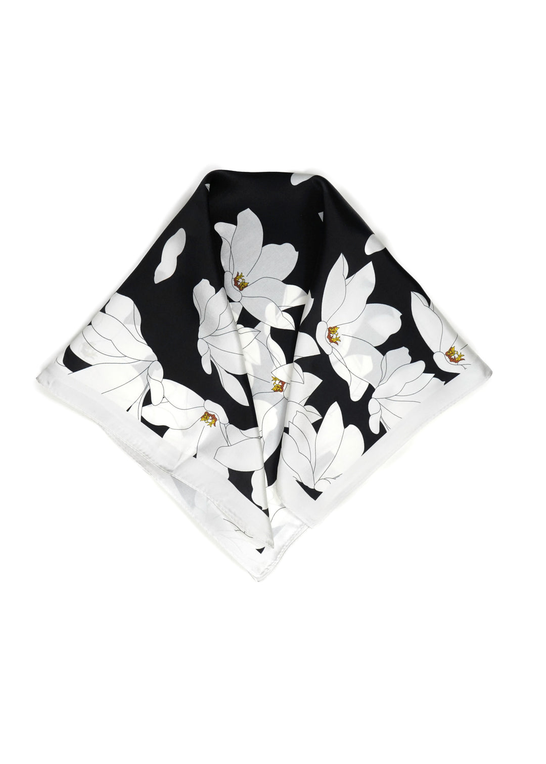 Tom & Eva - B&W Flower Silk Scarf