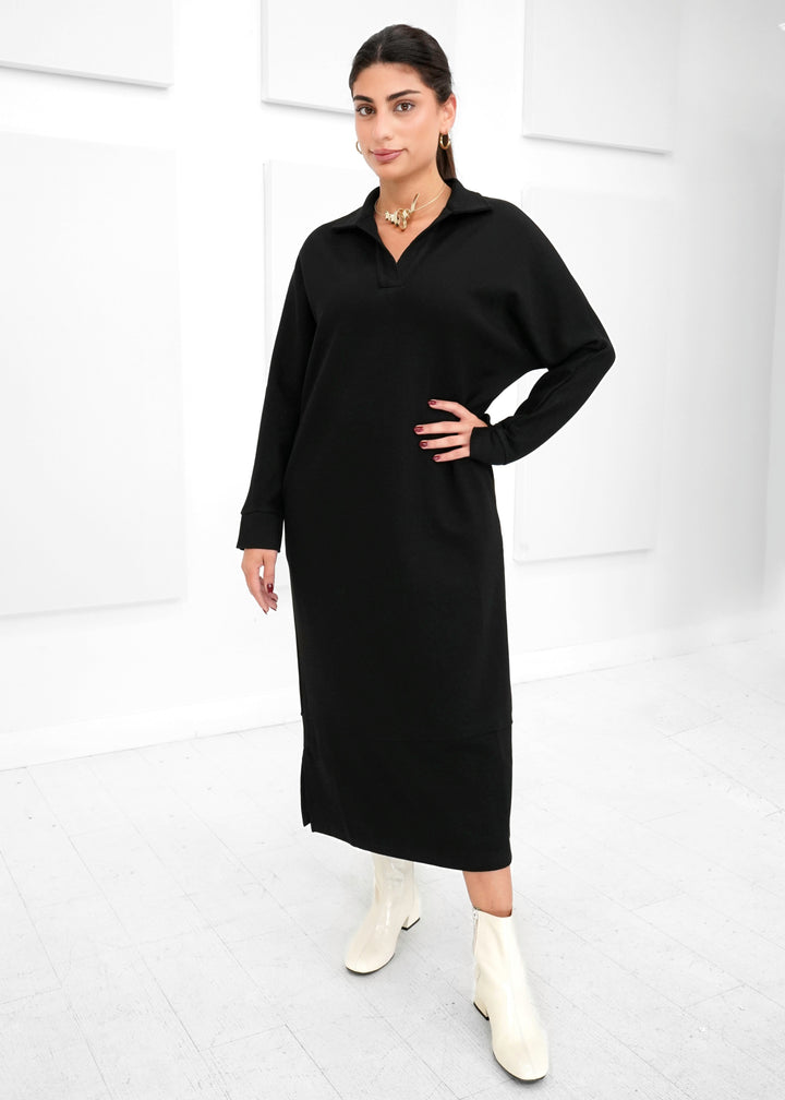 Luxe Modall - Collared Long Sleeve Midi Dress