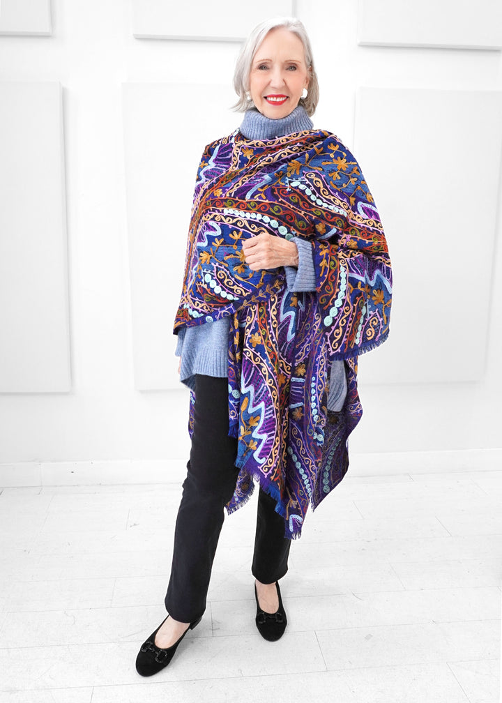 Anu - Embroidered Morocco Ruana