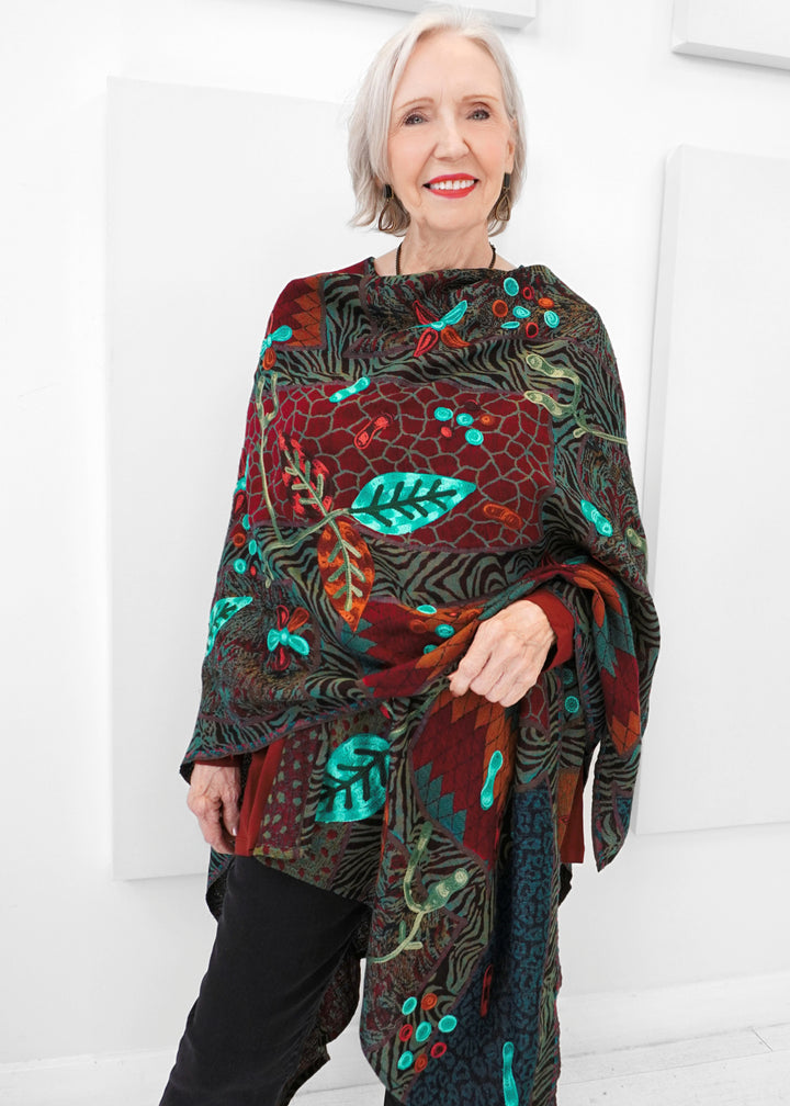 Anu - Santa Fe Embroidered Ruana