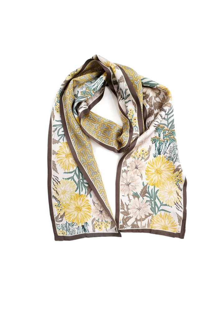 Tom & Eva - Reversible Yellow Contrast Tie Silk Scarf