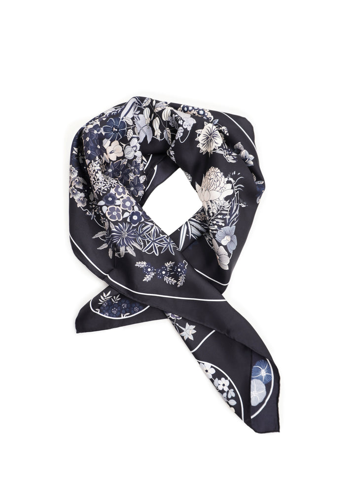 Tom & Eva - Dark Floral Silk Scarf