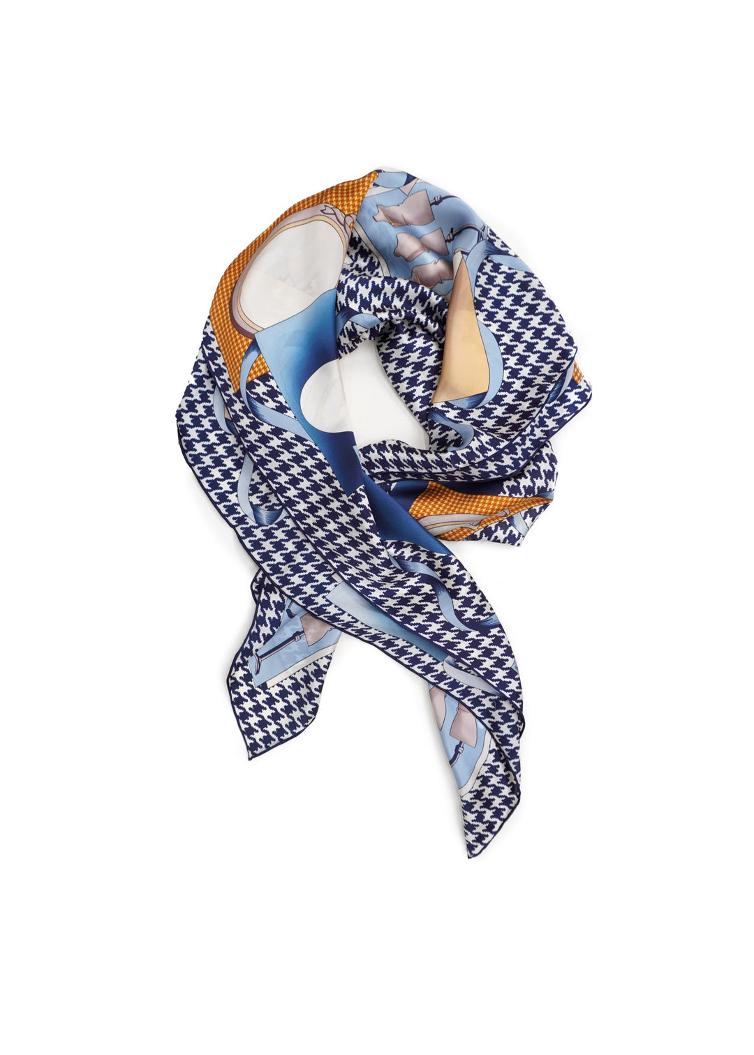 Tom & Eva - Houndstooth Border Silk Scarf