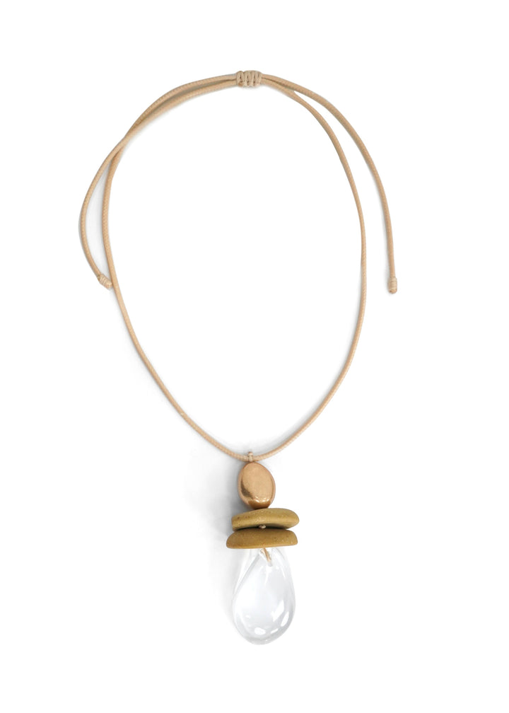 Merx - Taupe Stone Drop Necklace