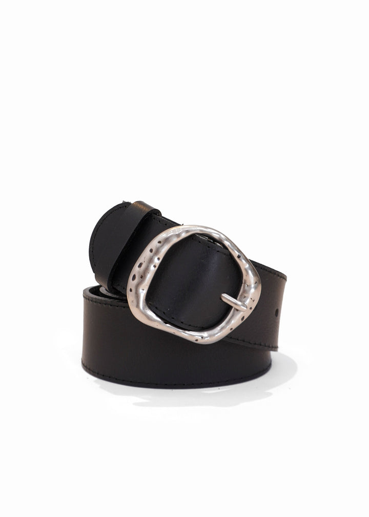 Landes -  Hammered Buckle Leather Belt