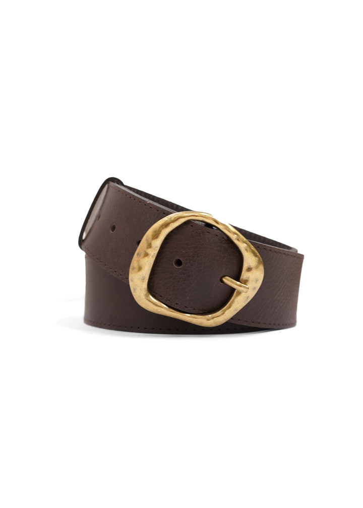 Landes -  Hammered Buckle Leather Belt