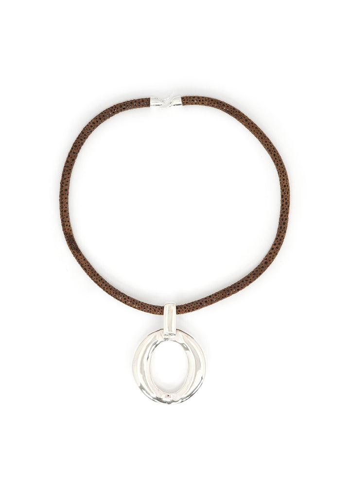 Simon Sebbag - Brown Suede Open Pendant Neckalce