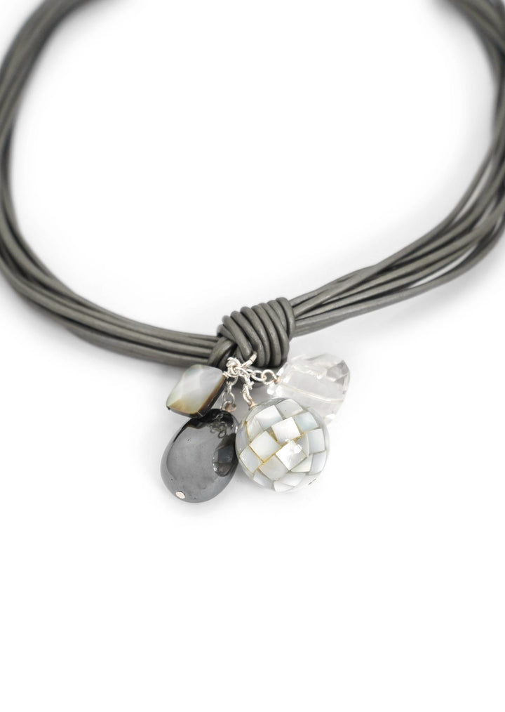 Simon Sebbag - Gunmetal Leather Multi Drop Necklace