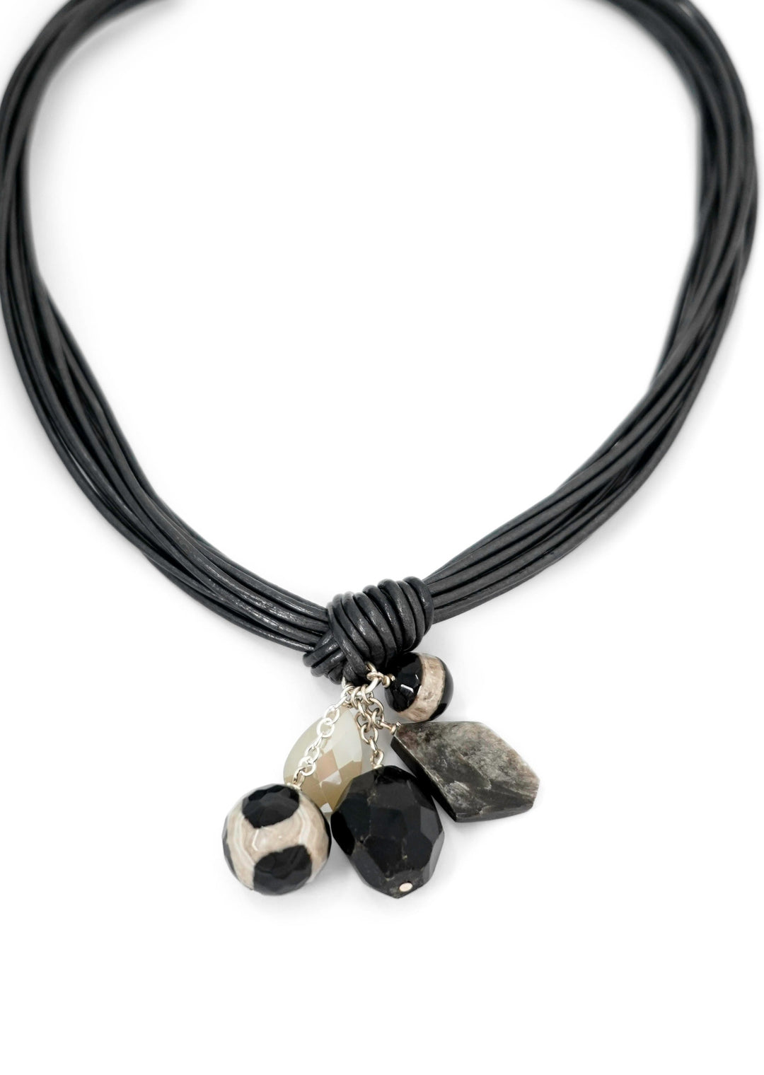 Simon Sebbag - Black Leather Multi Drop Necklace