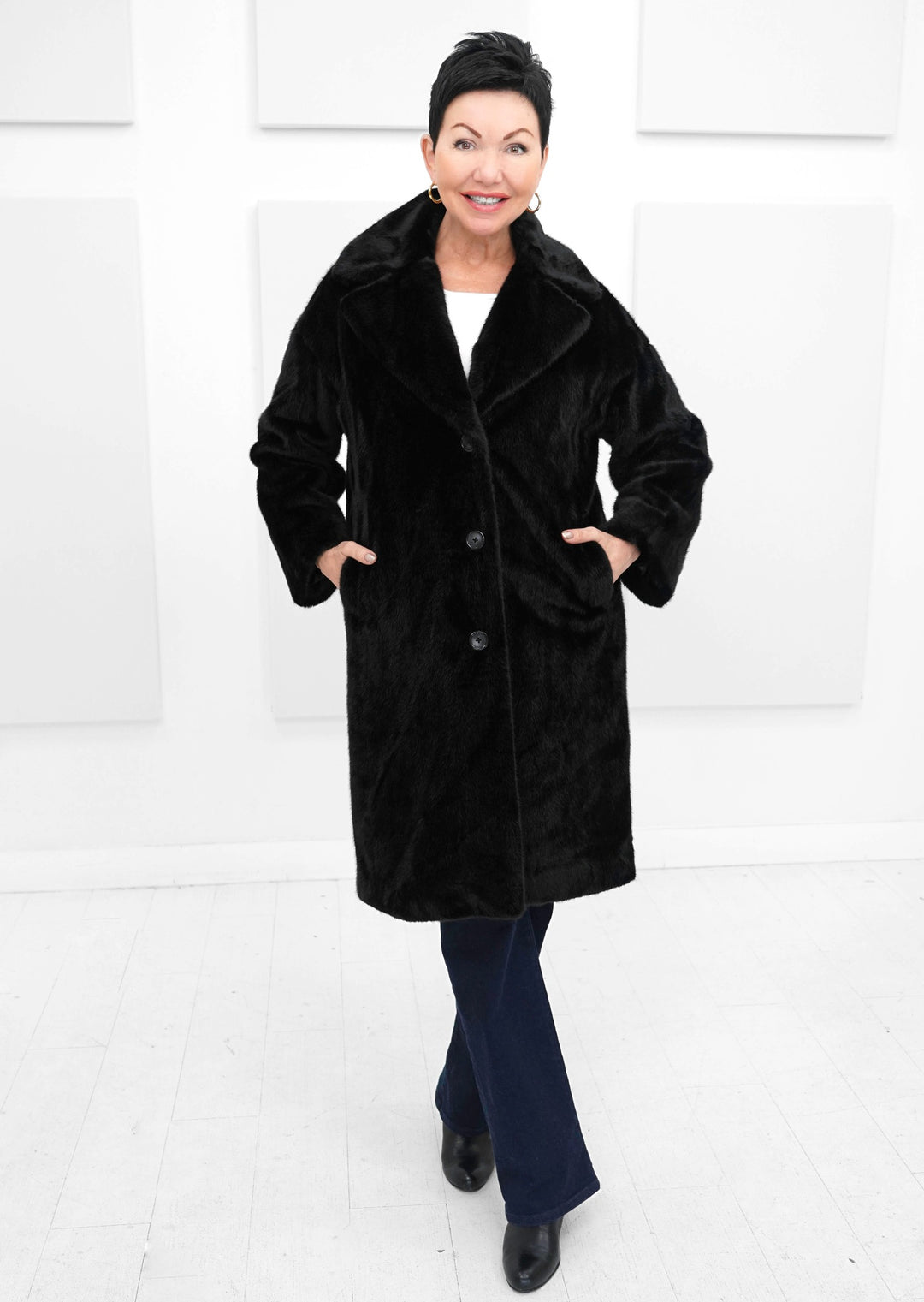 Joseph Ribkoff - Faux Fur Straight Coat