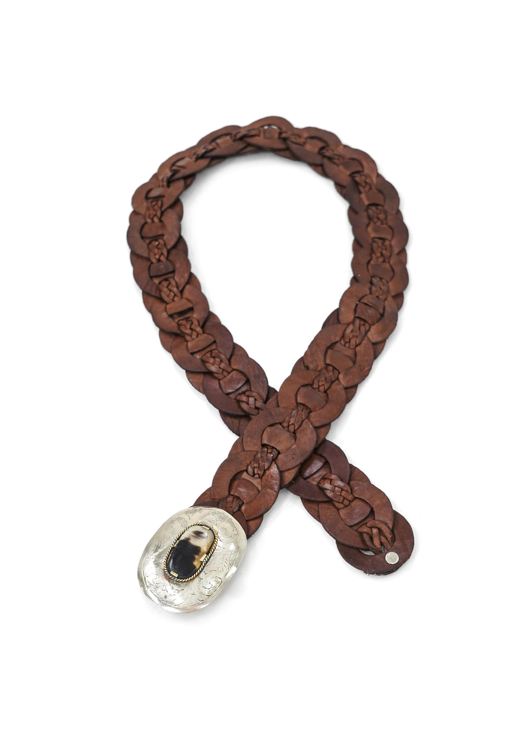 Dairi-  Braided Leather Oval Buckle Belt