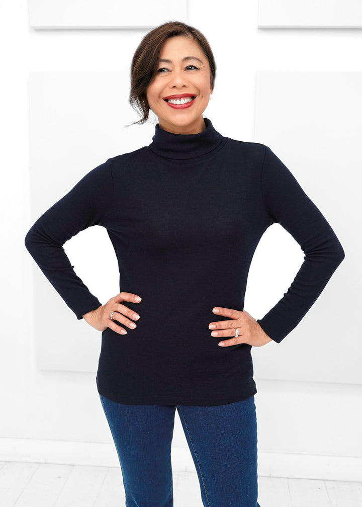 Foil - Fine Merino Polo Neck Top