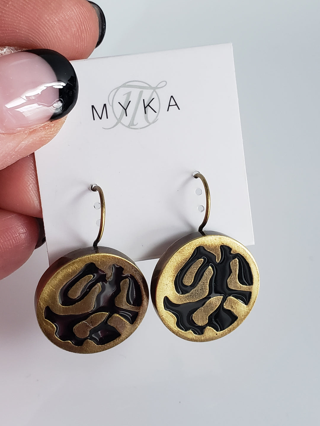 Myka - Antique Brass Leopard Earrings