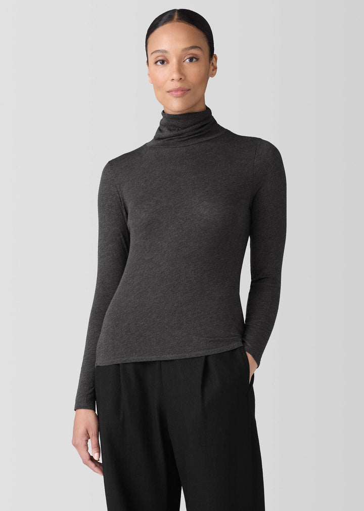 Eileen Fisher - Sheer Knit Turtleneck Top