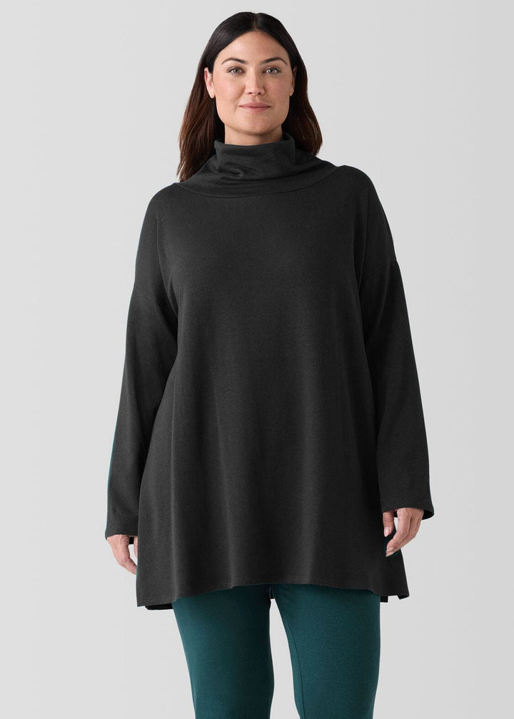 Eileen Fisher - Cozy Brushed Terry Hug Funnel Neck Long Top