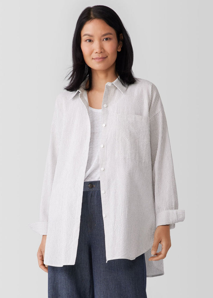 Eileen Fisher - Puckered Organic Linen Classic Collar Shirt -SALE