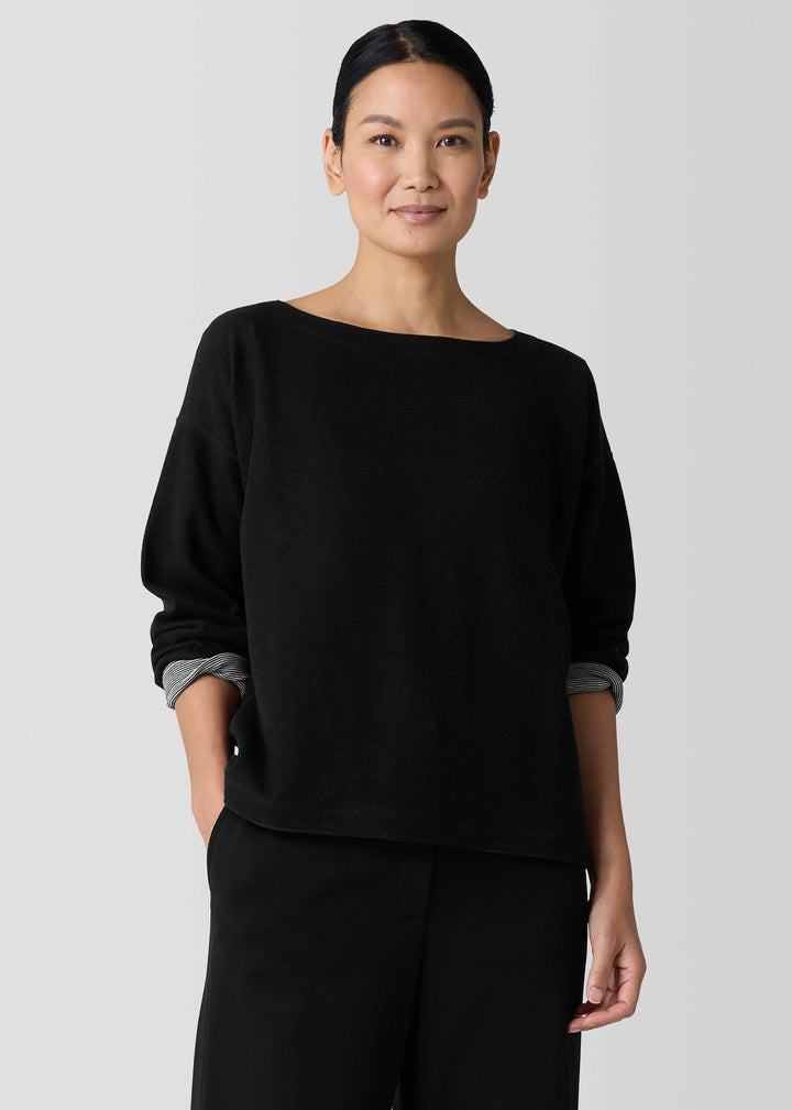 Eileen Fisher - Reversible Doubleknit Stripe Bateau Neck Top