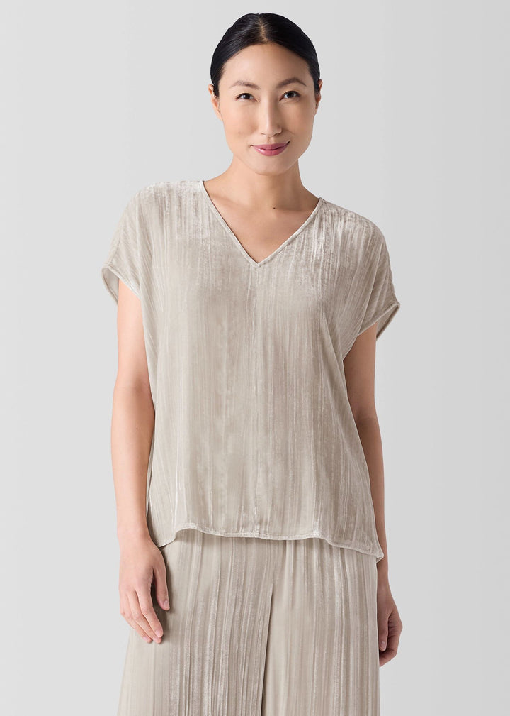 Eileen Fisher - Crushed Velvet V-Neck Square Top