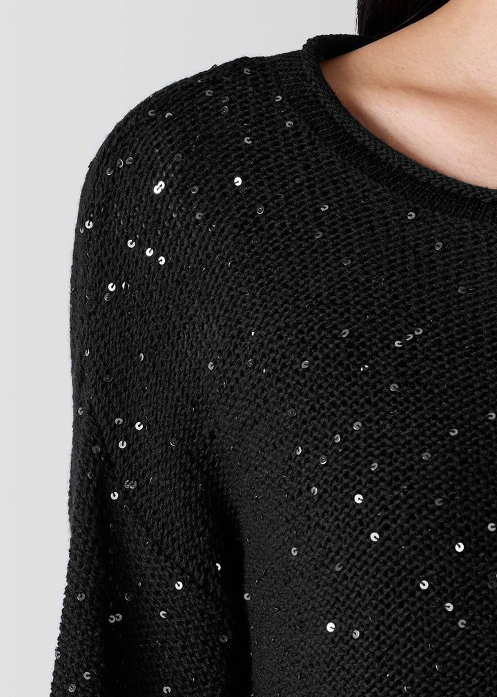 Eileen Fisher - Merino Sequin Jewel Neck Top