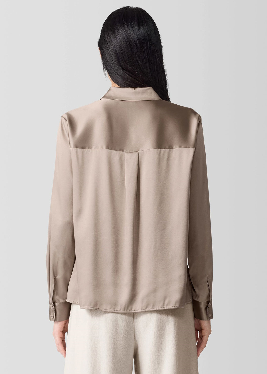 Eileen Fisher - Stretch Silk Charmeuse Classic Collar Shirt