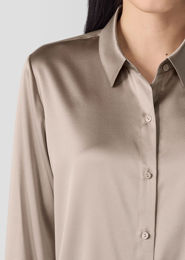 Eileen Fisher - Stretch Silk Charmeuse Classic Collar Shirt