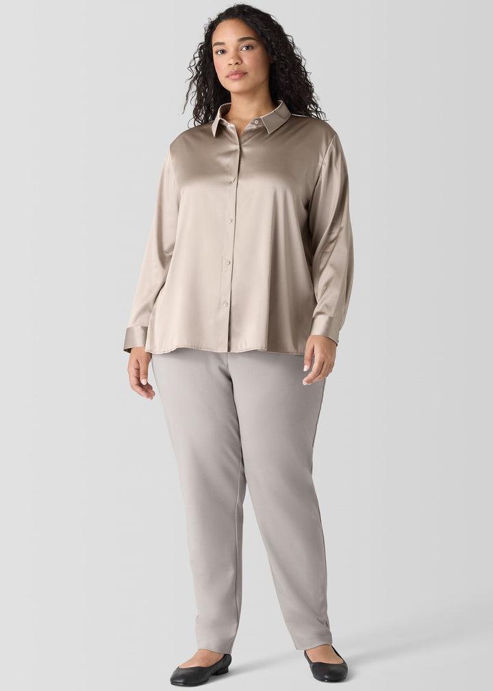 Eileen Fisher - Stretch Silk Charmeuse Classic Collar Shirt