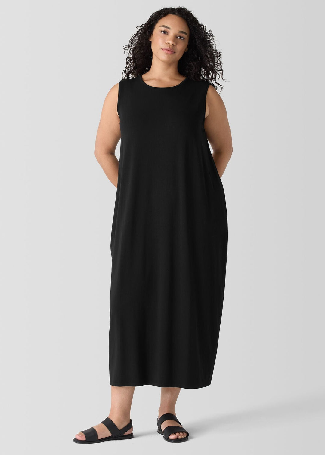 Eileen Fisher - Stretch Jersey Knit Round Neck Dress -SALE