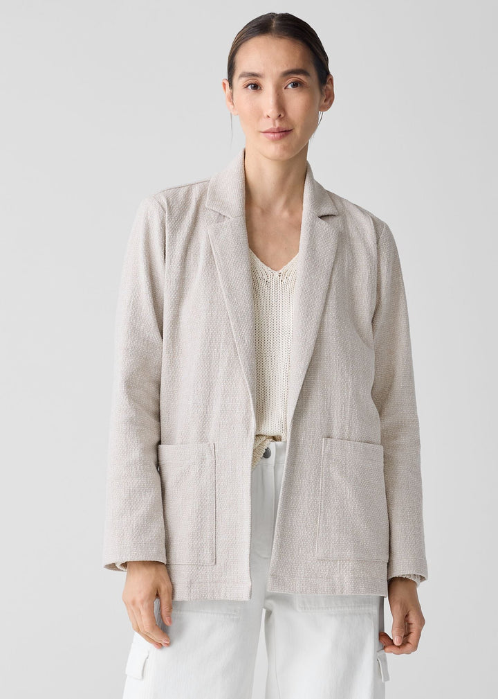 Eileen Fisher - Cotton Tweed Notch Collar Long Blazer -SALE