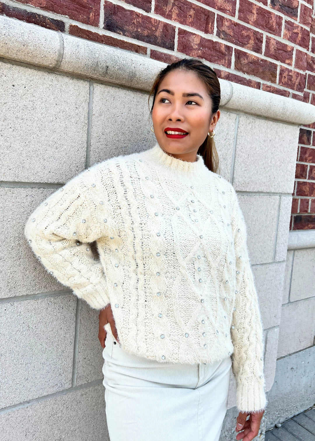 Esqualo - Sparkle Cable knit Sweater