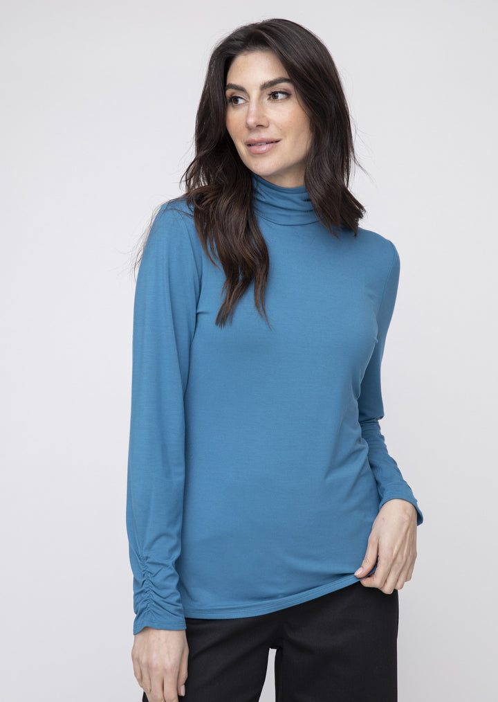 Liv - Ruched Turtleneck Top