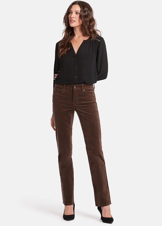 NYDJ - Corduroy Marilyn Straight Pants - Coffee Bean