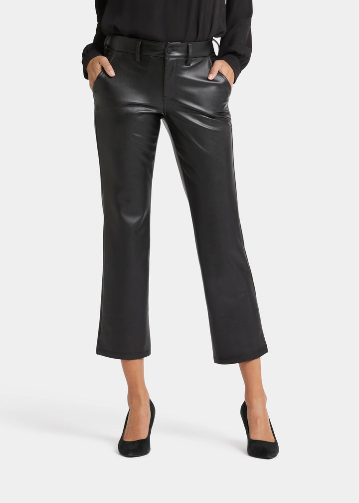 NYDJ - Faux Leather Straight Leg Ankle Pants - Black