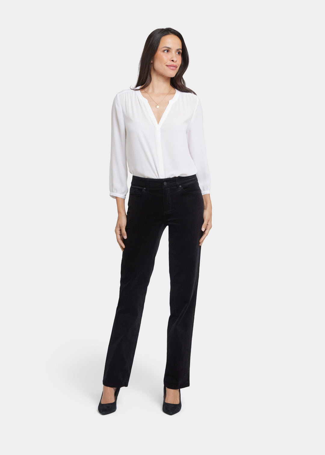 NYDJ - Marilyn Straight Pants In Velveteen - Black