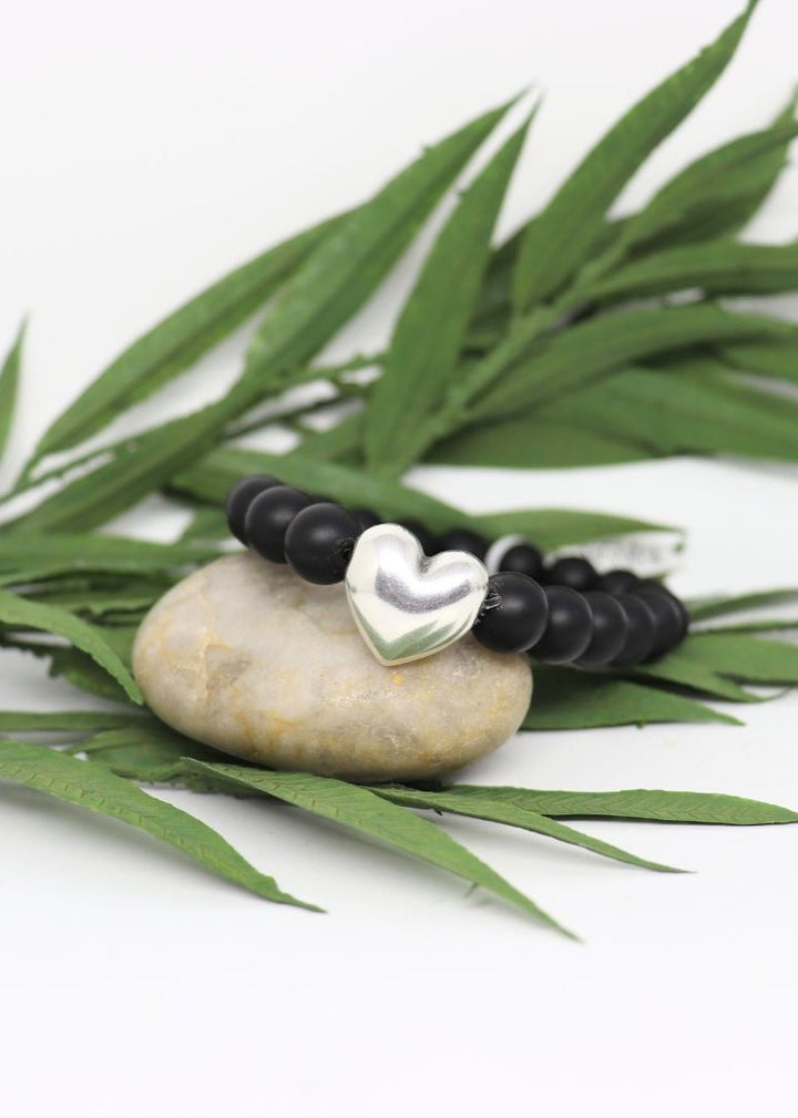 My Wristy Business - Onyx Heart Beaded Bracelet