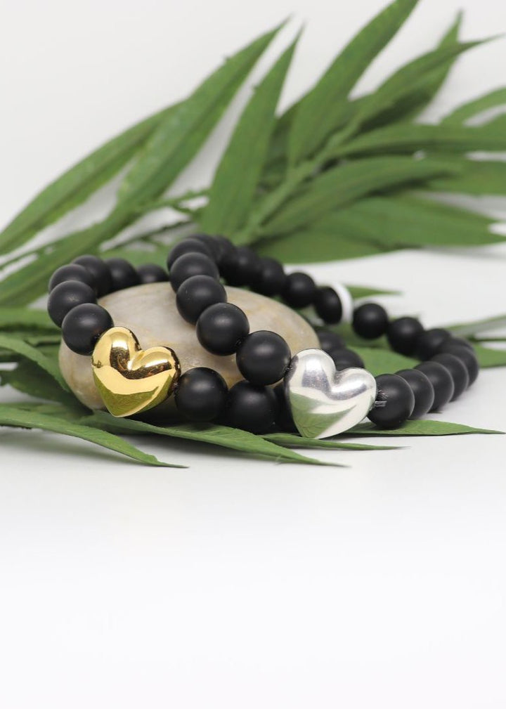 My Wristy Business - Onyx Heart Beaded Bracelet